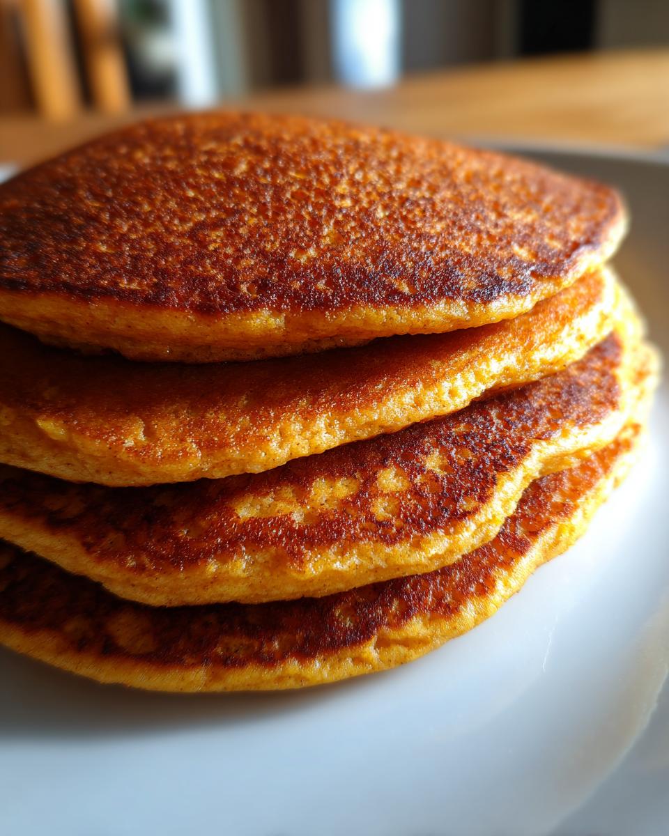 A stack of golden-brown Amazing 8 Sweet Potato Oat Pancakes, perfect for dogs.