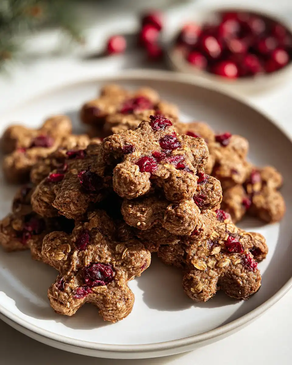 A pile of star-shaped Apple Cranberry Dog Treats for Oral Health on a white plate.