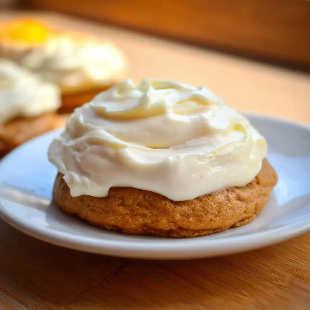 Close-up of a dog treat topped generously with creamy white 3-Ingredient Dog Frosting Recipe.