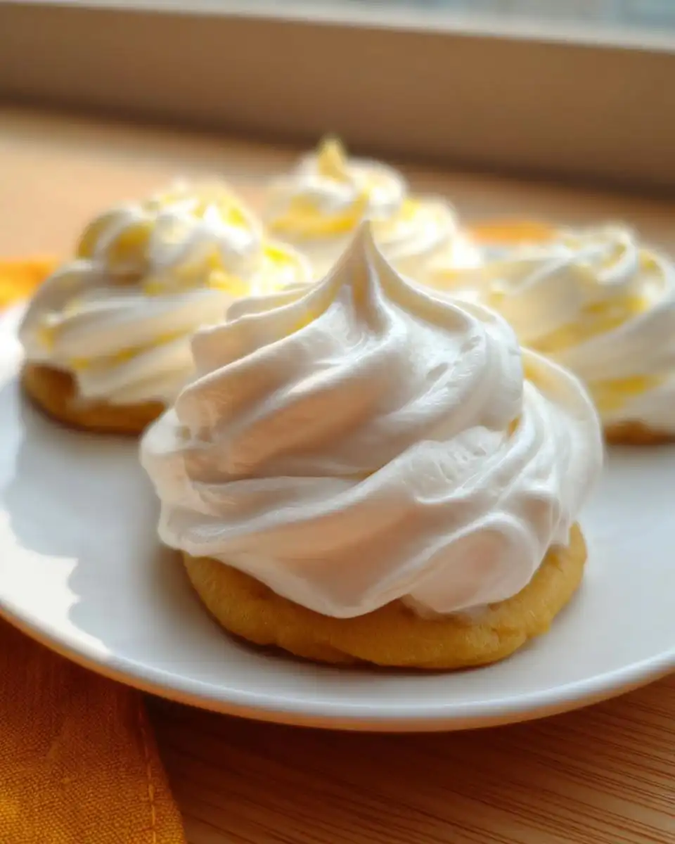 Close-up of dog treats topped with thick, swirled white frosting, illustrating the 3-Ingredient Dog Frosting Recipe.